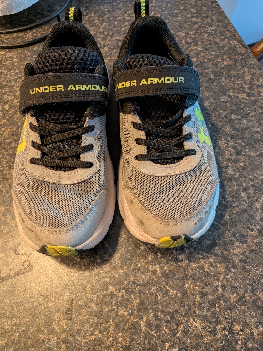 Under Armour Kids Gray and Neon Yellow Athletic Sneakers
